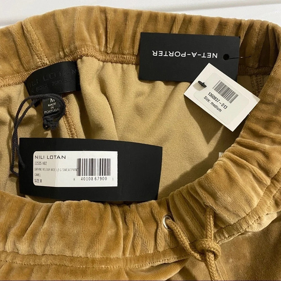 Nili Lotan Daphne Camel Cotton-Blend Velour Track pants M NWT - Picture 5 of 6